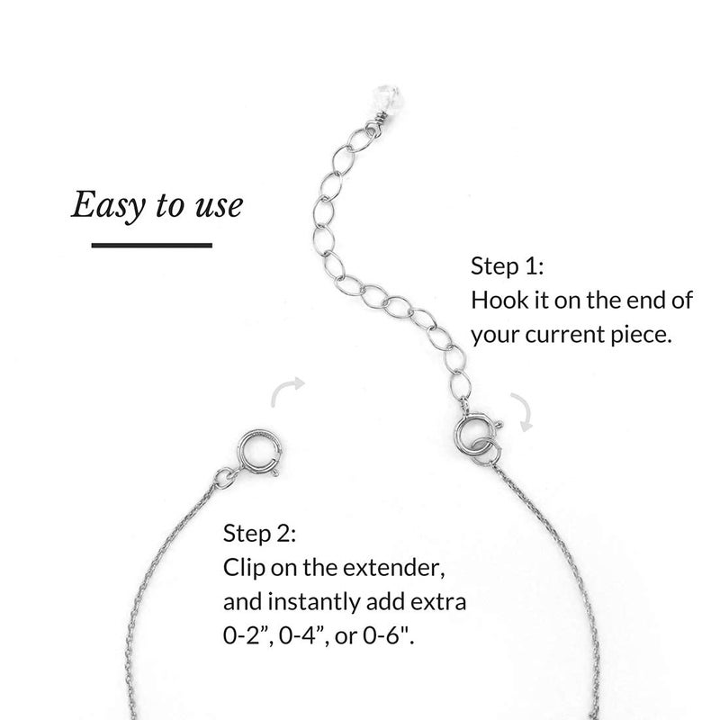 BENIQUE Necklace Bracelet Extender for Women Men - 14K Gold Filled or Solid 925 Sterling Silver Extension, Medium Size Jewelry Chain Durable Strong Removable 2" 4" or 6" Made in USA (Single Piece)(SS/L2) - Image 3